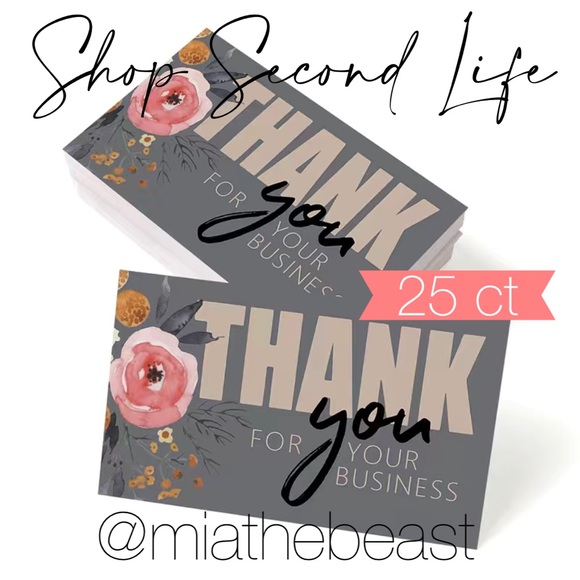 3/$20📦 25 Thank You cards for orders - Grey floral - Picture 3 of 6